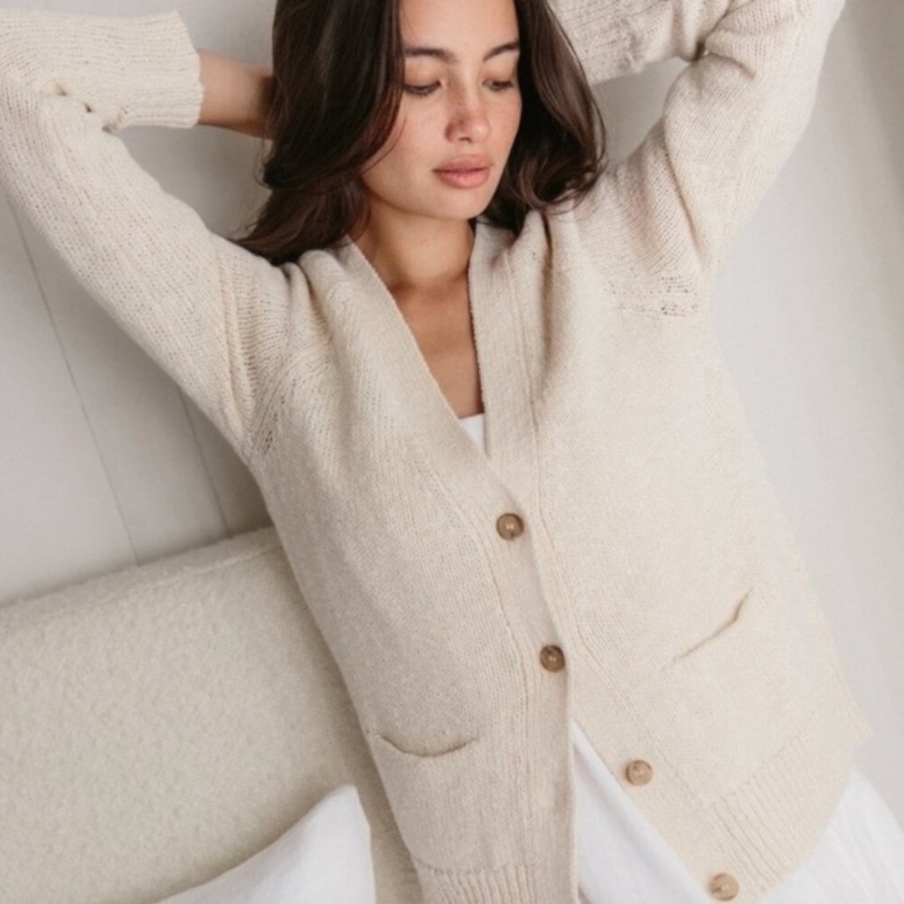 JENNI KAYNE Cream Color Cotton & Linen Blend Cardigan  size XS